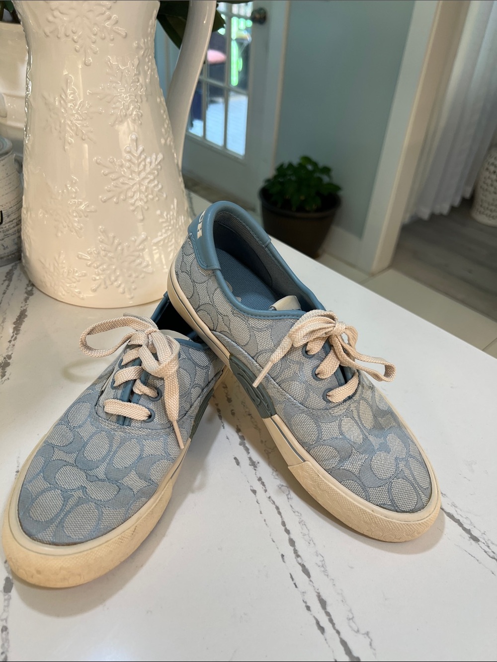 Coach Citysole Skate Light Blue Signature Canvas Sneakers C2705 size 6.5 - 37